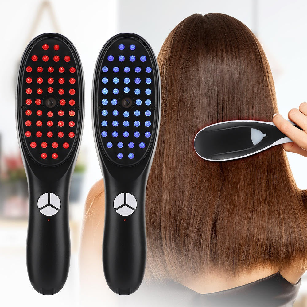 Electric LED Scalp Massage Hair Growth Brush – Red & Blue Light Therapy